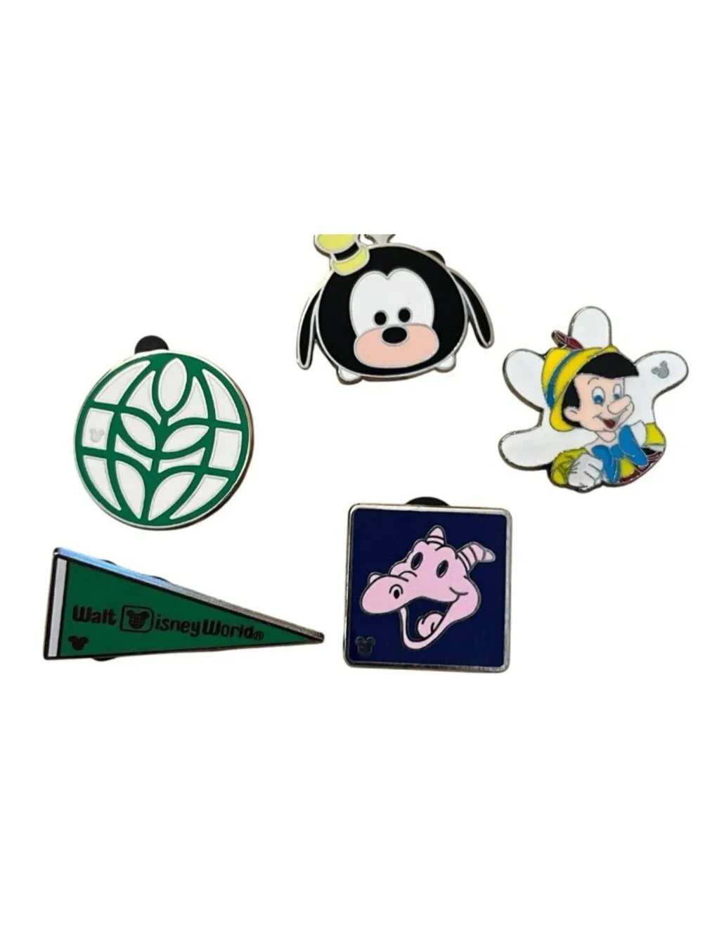 Disney Trade Pin Lot of 5 Figment Walt Disney World Epcot Pinocchio Goofy Pins